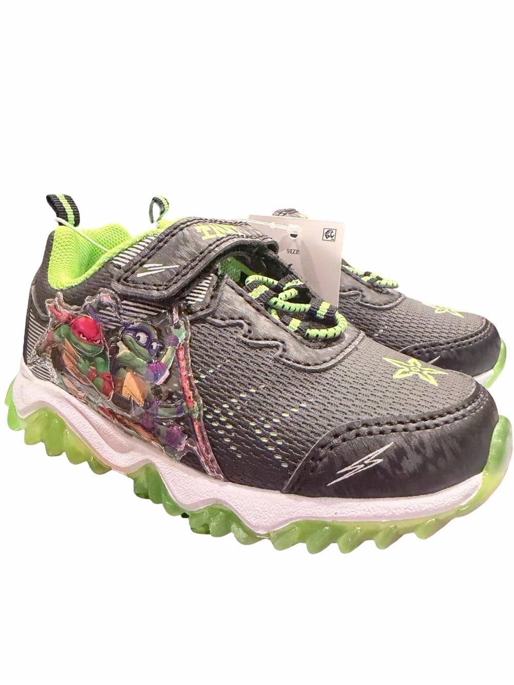 Nickelodeon Gray & Neon Green Kids Light-Up Sneakers with Ninja Turtles